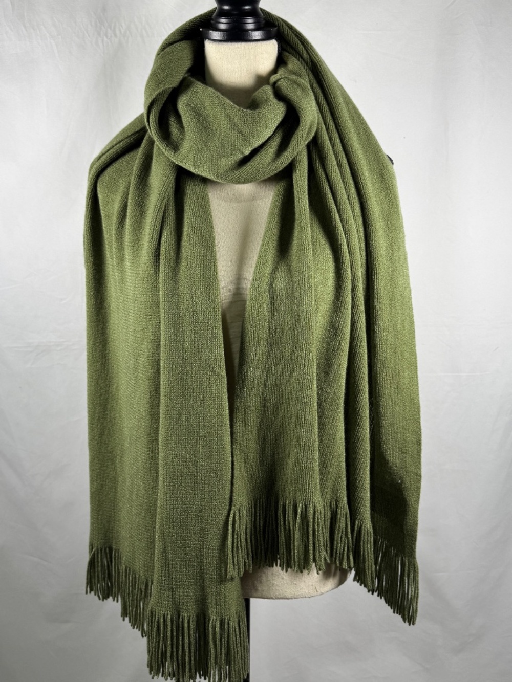 Echo Soft Scarf Olive Green Fringe